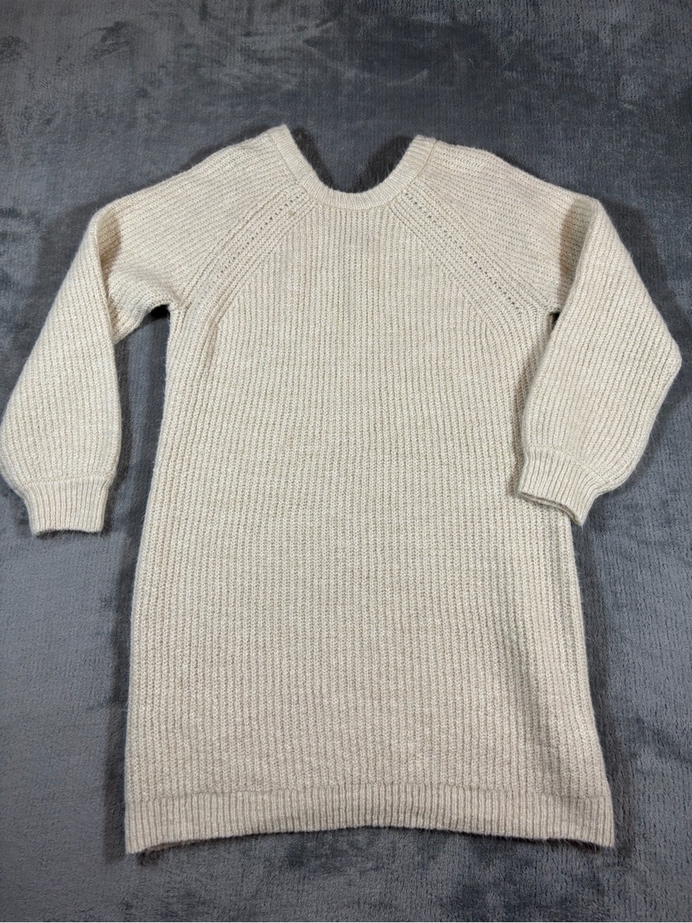 Blue Rain Cream Crewneck Ribbed Sweater Dress/Tunic